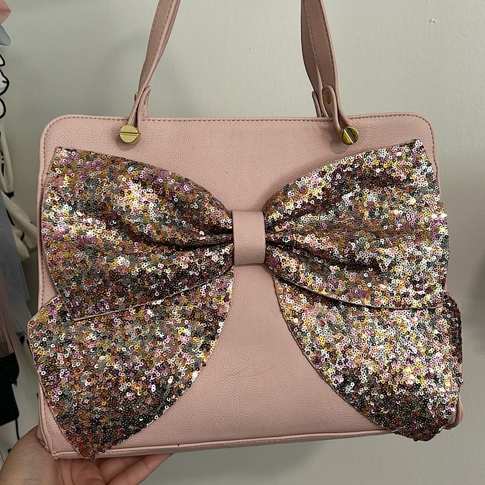 Betsey Johnson Pink Sequin Bow Handbag